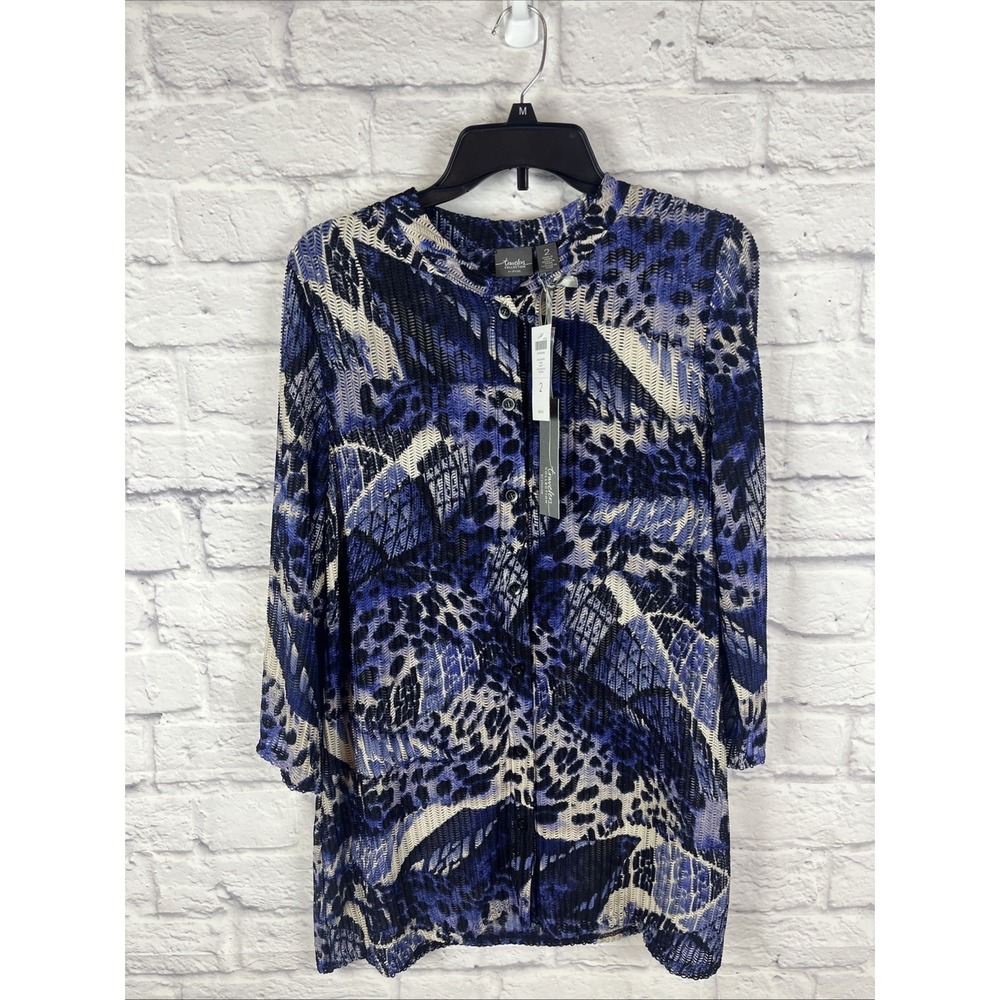 Chico's NWT Travelers Collection Boho Dark Feminine Geo Leopard Shirt Jacket L